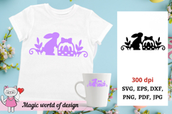 Easter rabbit stencil silhouette SVG paper cutting Product Image 1