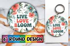 Cheerful Round Keychain PNG, Flower Quote Product Image 1