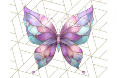 Stained Glass Butterfly PNG Colorful Clipart for Sublimation Product Image 4