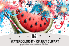 Watercolor 4th Of July Clipart png Watercolor png Product Image 1