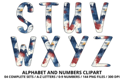 4th of July Alphabet png clipart, independence letters doodle Product Image 4