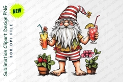 Summer Gnome Holding Cocktails Clipart Illustration Product Image 1