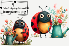 Whimsical Cute Ladybug Clipart PNG Watercolor png Product Image 1