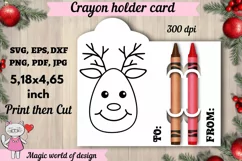 Christmas deer Coloring Card svg, Crayon Holder Card Product Image 1