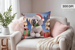 Winter Dog Christmas PNG, Winter Wonderland Pillow Design Product Image 1