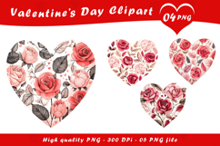 Valentine Day Rose Heart Clipart PNG Product Image 1