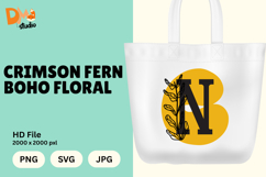 Crimson Fern Boho Floral Monogram Product Image 1