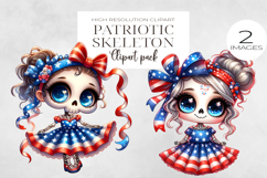 Funny Cute Patriotic USA Skeleton Clipart PNG. Product Image 1
