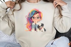 Colorful Girl Dog Clipart PNG Product Image 1