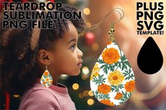 Sublimation Art for Teardrop Earrings - Floral Design Product Image 1