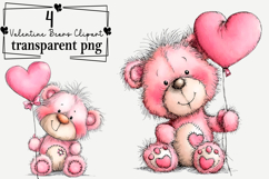 Valentine Bears Clipart Watercolor PNG Product Image 1