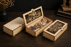Floral Wooden Gift Box Laser Cut SVG Product Image 1