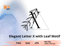 Monogram Elegant Letter with Leaf Motif - A to Z Nature-Insp Product Image 1
