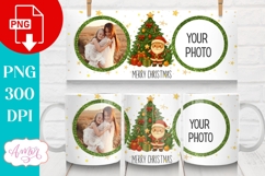 Merry Christmas photo mug wrap PNG, Santa mug template png Product Image 1