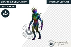 Halloween Acid Monster Clipart PNG Neon Fantasy Character Product Image 1