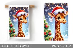 Cute Giraffe Kitchen Towel. Christmas Kitchen Towel Design Product Image 1