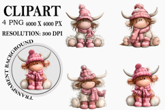 Christmas Highland Cow Clipart Watercolor PNG Product Image 1