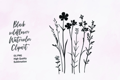 Black wildflower outline clipart sublimation Product Image 1
