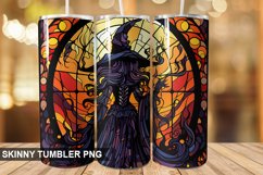 Stained Glass Halloween Witch Tumbler 20 oz Skinny Tumbler Product Image 1