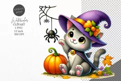 Halloween clipart, Cat clipart, Autumn clipart Product Image 1