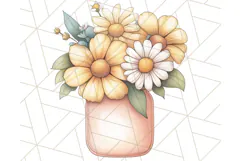 Flowers in Glass Jars PNG, Rustic Floral Watercolor Clipart Product Image 4