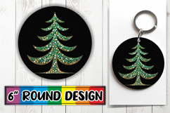 Whimsical Round Keychain Sublimation PNG, Holiday Product Image 1