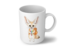 Cute Fennec Fox with Backpack Holding Crayons Watercolor PNG Product Image 4
