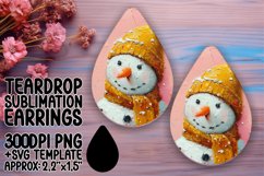 Trendy Teardrop Earrings Sublimation Art , Snowman Product Image 1