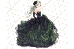 Victorian Gothic Wedding Dress PNG, Dark Bridal Clipart Product Image 4