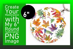 Fall Leaves Round Design with Watercolor Keychain Product Image 1