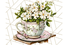 Vintage Floral Teacup Clipart PNG, Blooming Teacups Clip Art Product Image 4