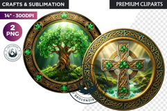 Saint Patrick Clipart Celtic Irish PNG round coaster Product Image 1