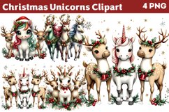 Christmas Unicorns Clipart PNG Product Image 1