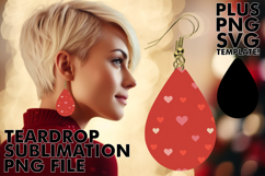 Bright Teardrop Earrings Magic PNG, Valentine's Pattern Product Image 1