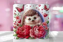 Valentine's Day Hedgehog Tumbler Wrap Sublimation Design Product Image 1