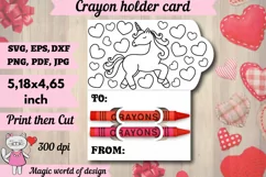 Valentine's Day unicorn with heart Coloring Crayon Holder Product Image 1