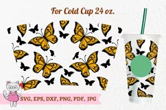 Butterfly Tumbler svg for Full Wrap Venti Cold Cup 24 oz Product Image 1
