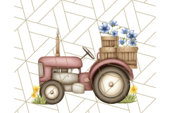 Fall Tractor Clipart PNG, Vintage Tractors With Pumpkins Product Image 4