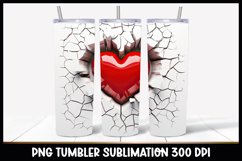 Valentine Tumbler Sublimation I Heart in cracked wall PNG Product Image 1
