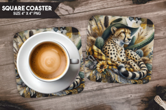 Tiger, Wild Animals, Buffalo Plaid Square Coaster PNG Product Image 1