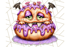 Halloween Donut Clipart PNG, Cute Spooky Doughnut Art Product Image 4