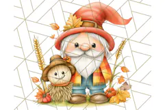 Fall Gnome PNG Clipart, Cute Autumn Gnomes with Pumpkins Product Image 4
