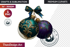 Christmas Jewel Baubles Clipart | Elegant Holiday Ornaments Product Image 1
