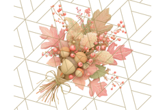 Fall Foliage Clipart PNG, Pink and Green Leaves Product Image 4