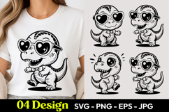 Heart Eyes Dino SVG PNG Product Image 1