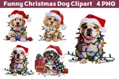 Funny Christmas Dog Watercolor Clipart PNG Product Image 1