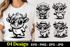 Cool Highland Cow SVG PNG Product Image 1