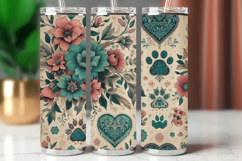Tumbler Wrap 20 oz - floral heart rustic Product Image 1
