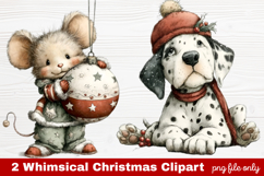 2 Whimsical Christmas Clipart | Cute Holiday PNG Set Product Image 1