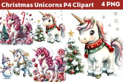 Christmas Unicorns Clipart PNG Product Image 1